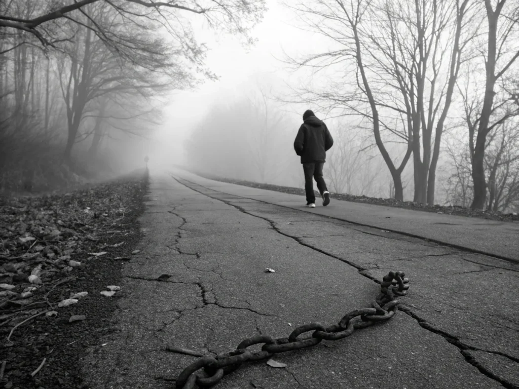 Honestidade vs. desonestidade - pessoa andando em um caminho incerto
