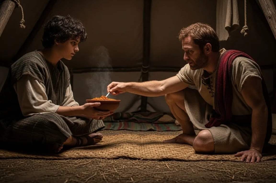 esau vendendo a sua primogenitura por um prato de lentilha