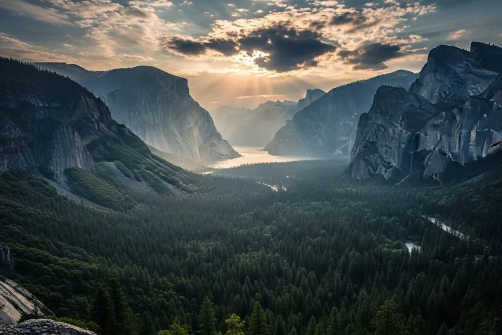 Paisagem lindo de montanhas e um vale - destino
