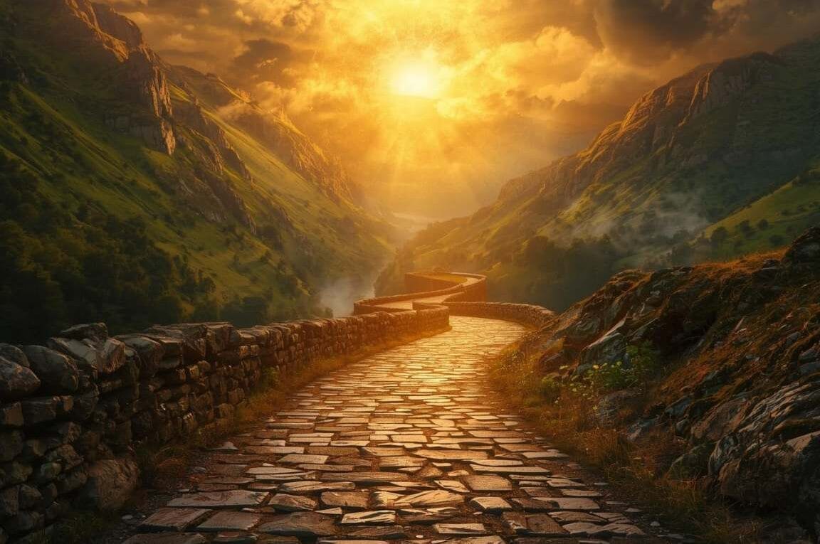 Um caminho de pedras com o sol no fundo - A Justiça do Senhor e o Caminho da Integridade