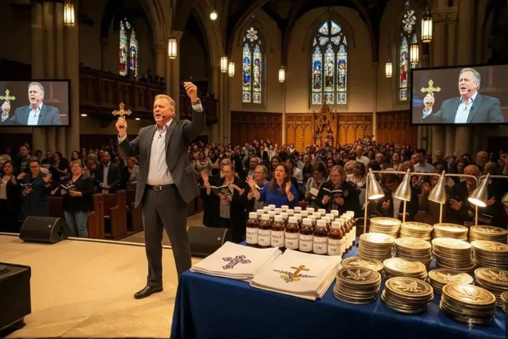 A Comercialização da FéNo culto o pastor está distribuíndo objetos ungidos aos fiéis - A nossa hipocrisia cristã