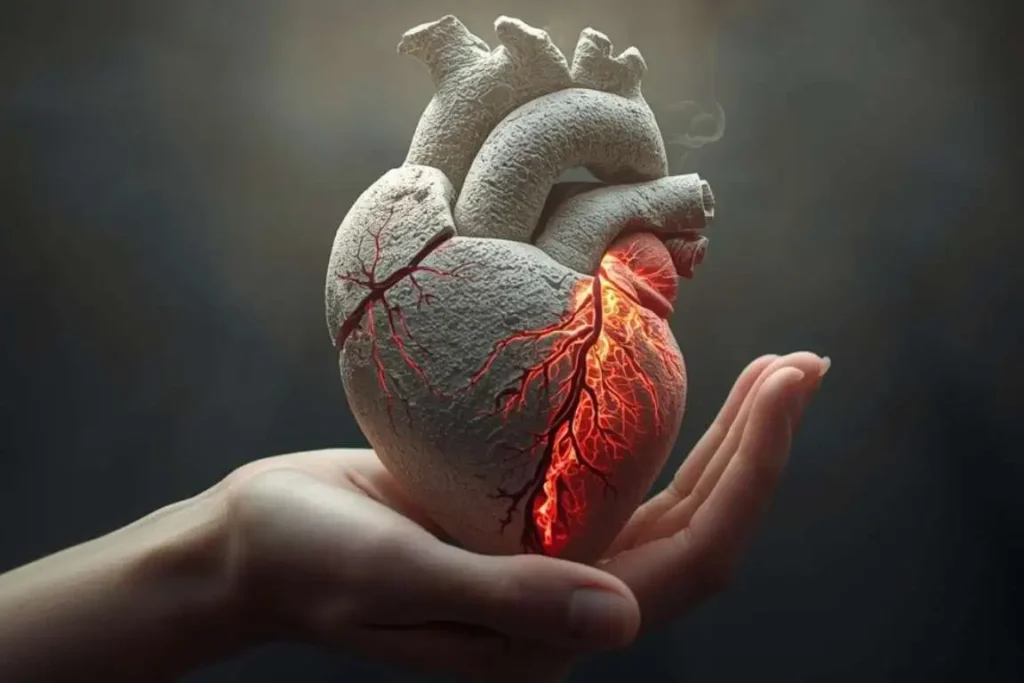 Uma mão segurando um coração petrificado - o coração segundo o coração de Deus