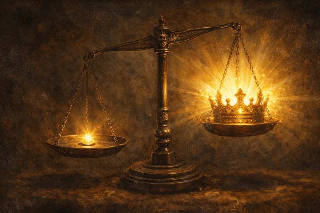 Balança pendendo para um lado - A Lei da Multiplicação no Reino mateus 25:29
