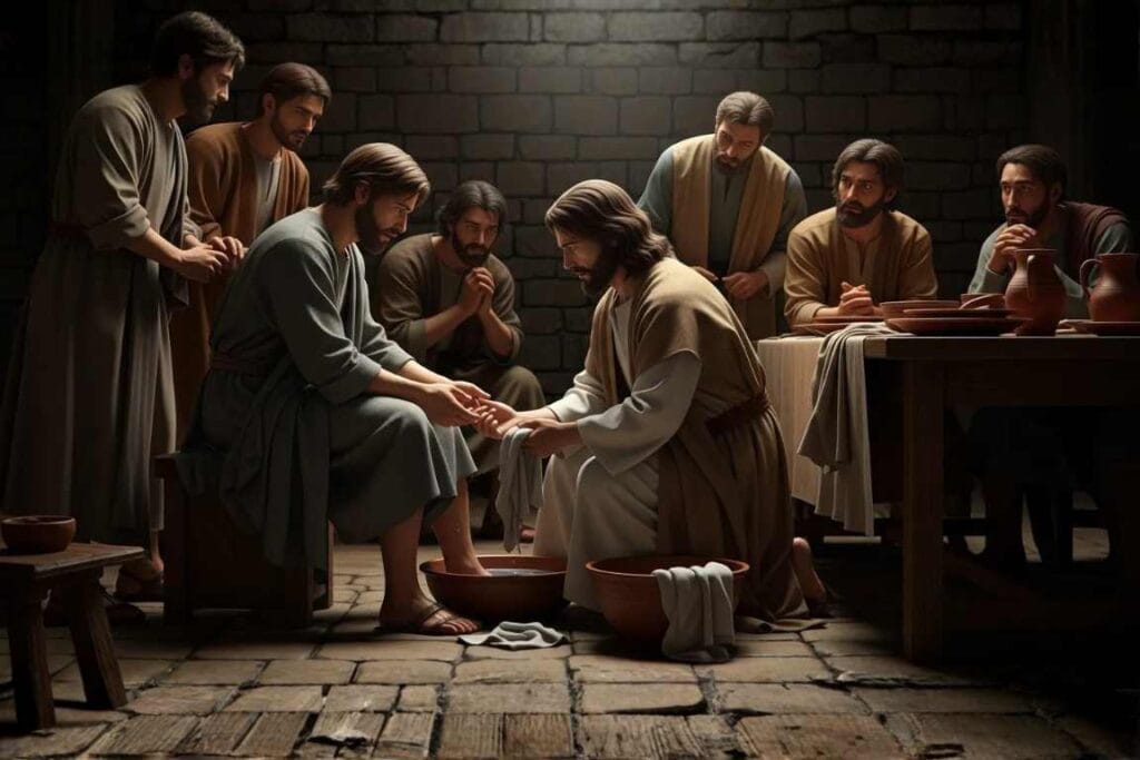 Jesus lavando os pés dos discípulos - Mateus 2024 – A Indignação dos Dez Discípulos e o Conflito Entre Ambição e Serviço