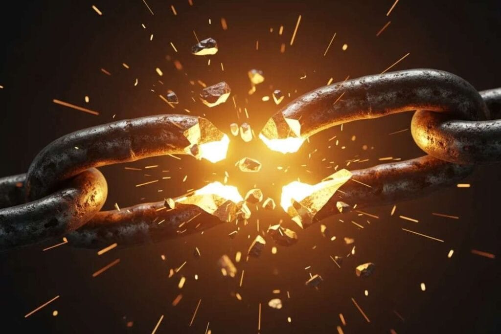 Uma corrente sendo arrebentada - O Caminho Bíblico para Resolver Conflitos Do Perdão à Reconciliação