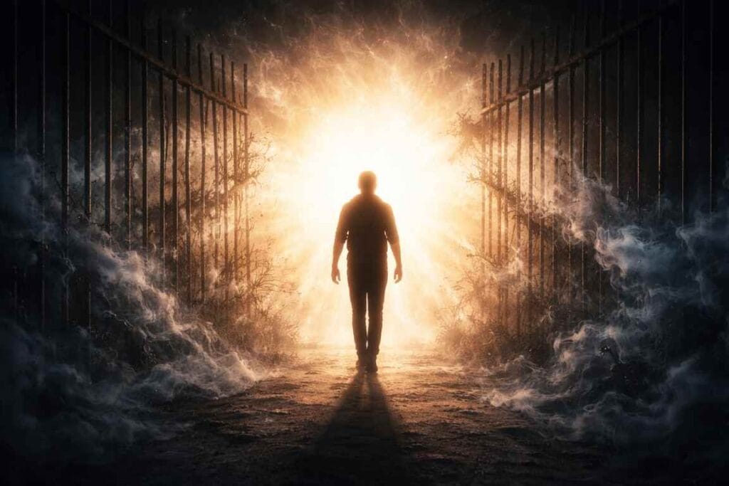 Um homem andando entre grades em um lugar escuro - Abusos Espirituais e o Falso Evangelho da Graça Barata