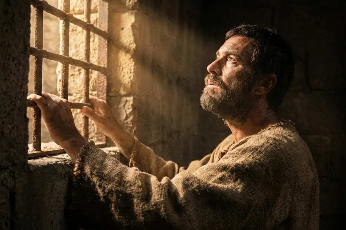 João Batista segurando na grade da janela do prisão - O Senhor é Aquele que Haveria de Vir? Encontrando Fé em Meio às Dúvidas