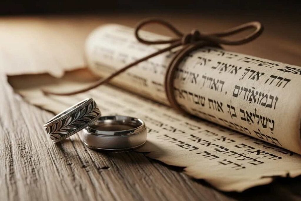 Duas alianças e um pergaminho sobre uma mesa - o que significa seguir a Jesus