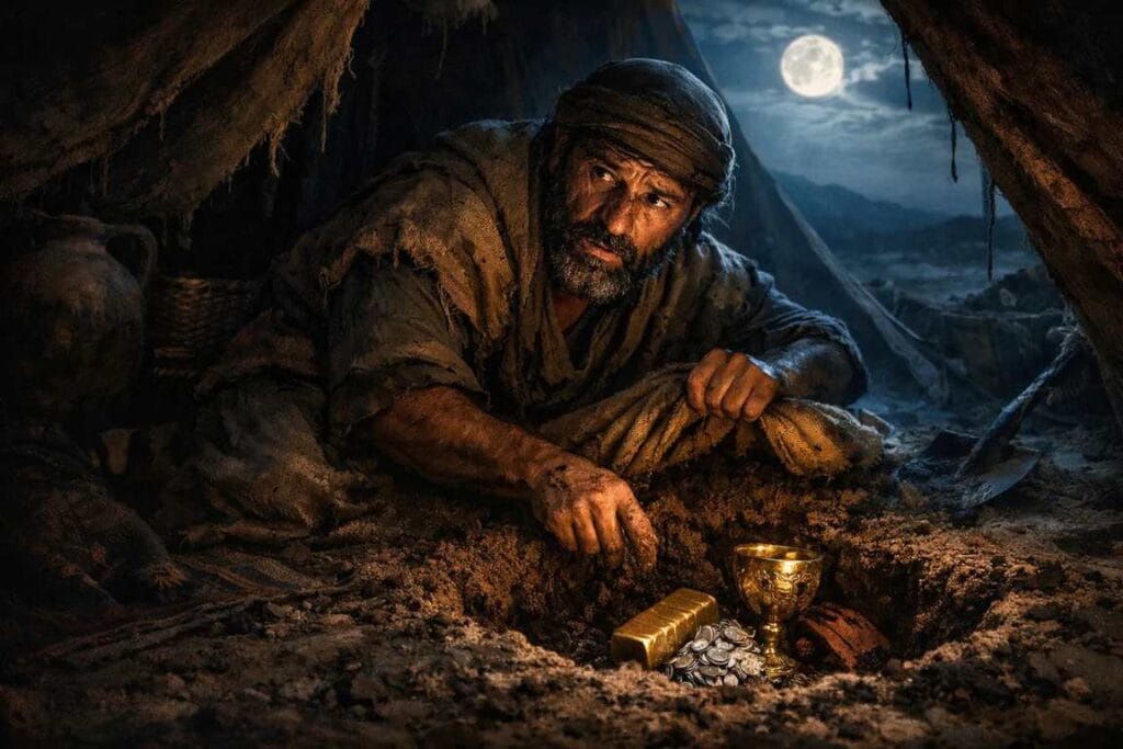 Acã escondendo o anátema em sua tenda - os efeitos devastadores da desobediência