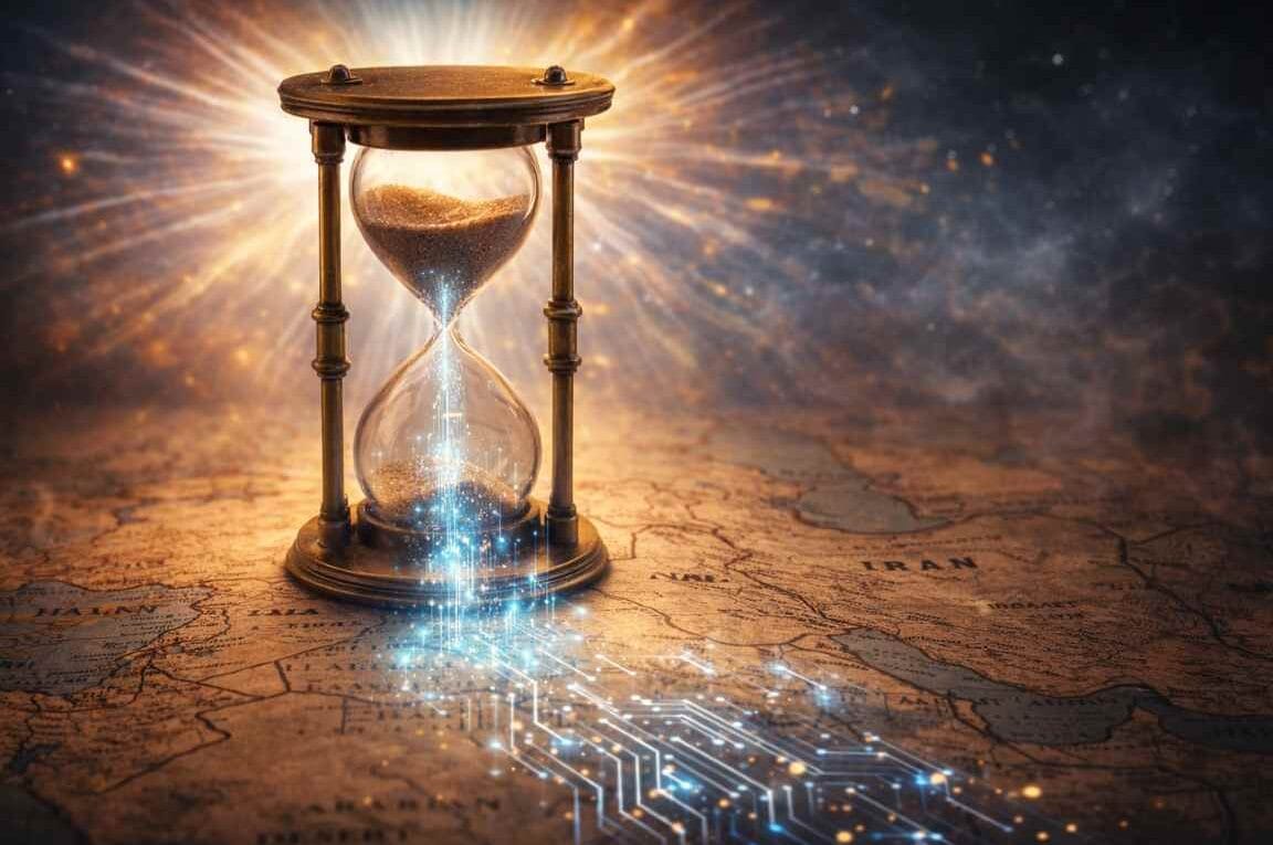 Uma ampulieta sobre o mapa do Oriente Médio - Sinais dos Tempos: Vigilância e Esperança Diante do Cenário Global