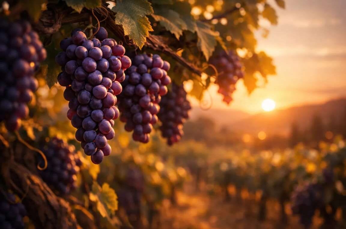 Cachos de uva na videira - a fé que frutifica