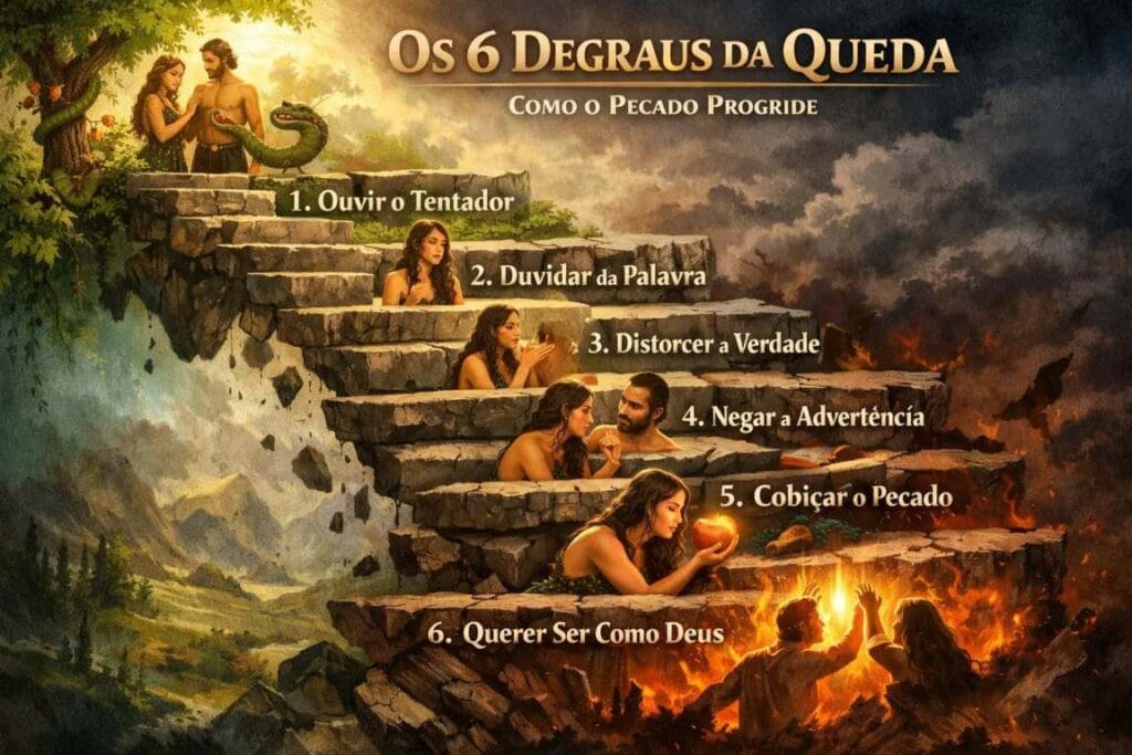 Ilustração com degraus - A Entrada do Pecado no Mundo: Estudo Completo de Gênesis 3