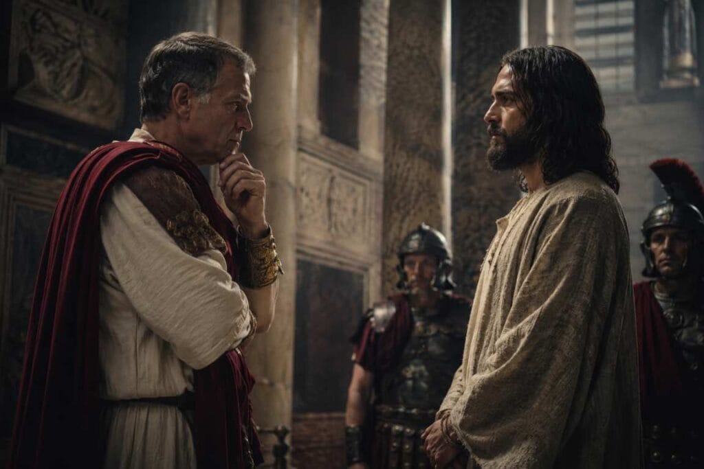 Pilatos em frente de Jesus manietado - A Verdade Que Liberta Jesus é a verdade