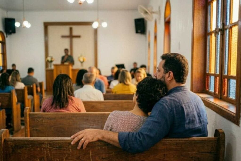 Rebeca e pai na igreja - o silencio que planta - Deus trabalha no silencio